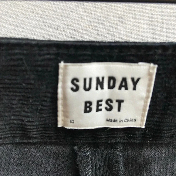 Sunday Best Aritzia black high  waisted corduroy pants Sz 10 - Picture 5 of 10